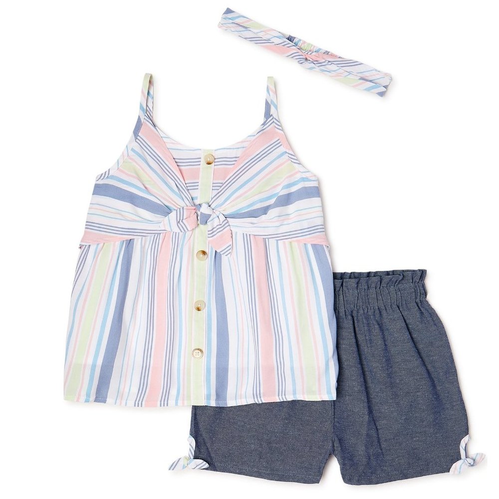 Forever Me Girls Striped Tank Top & Paper Bag Shorts Size XS 4/5 M 7/8  NWT